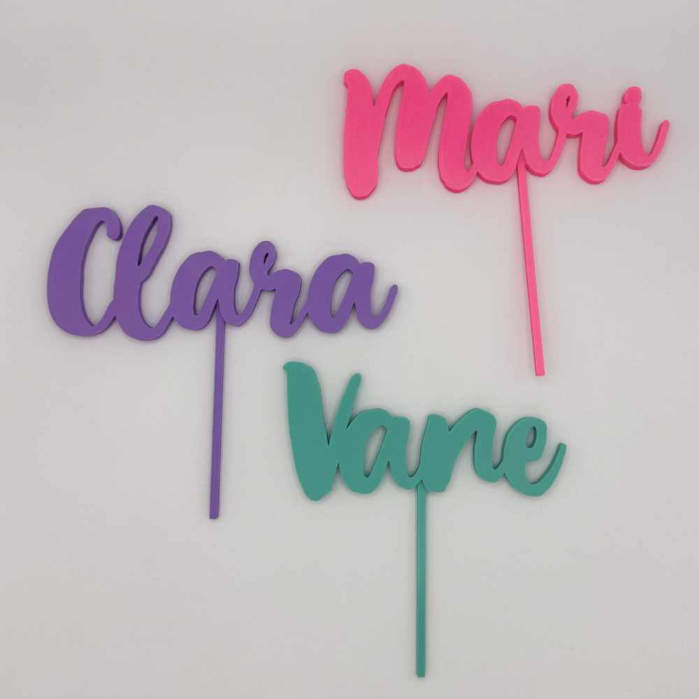 Topper tarta de cumpleaños personalizado en 3D solo nombre