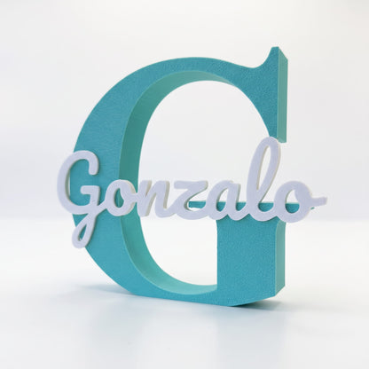Inicial G con nombre Gonzalo en color 250 - Turquesa Oscuro